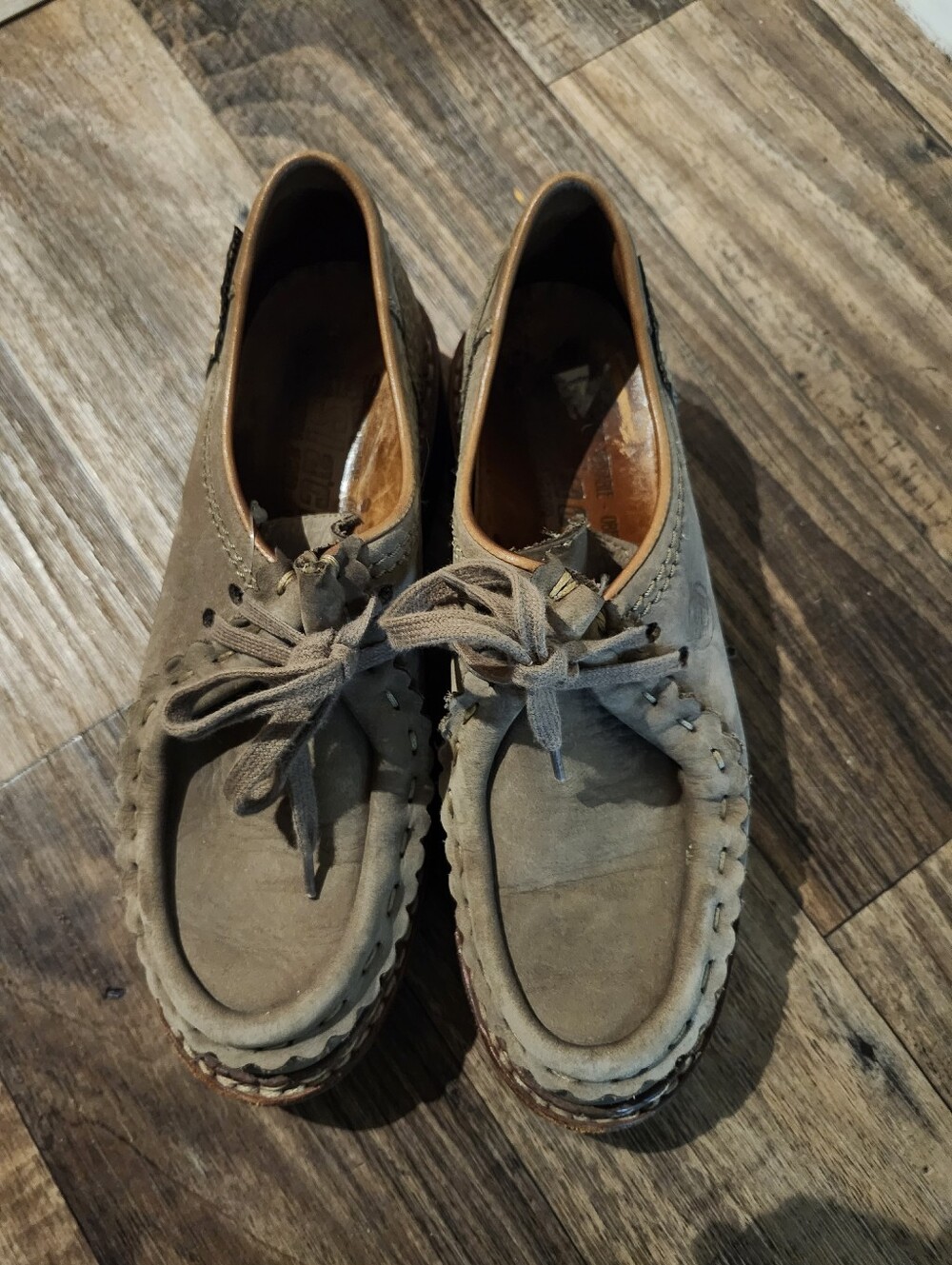Mephisto France Slacker Womens Suede/ Leather Moc Toe Lace-Up Shoes — Tan Sz 7